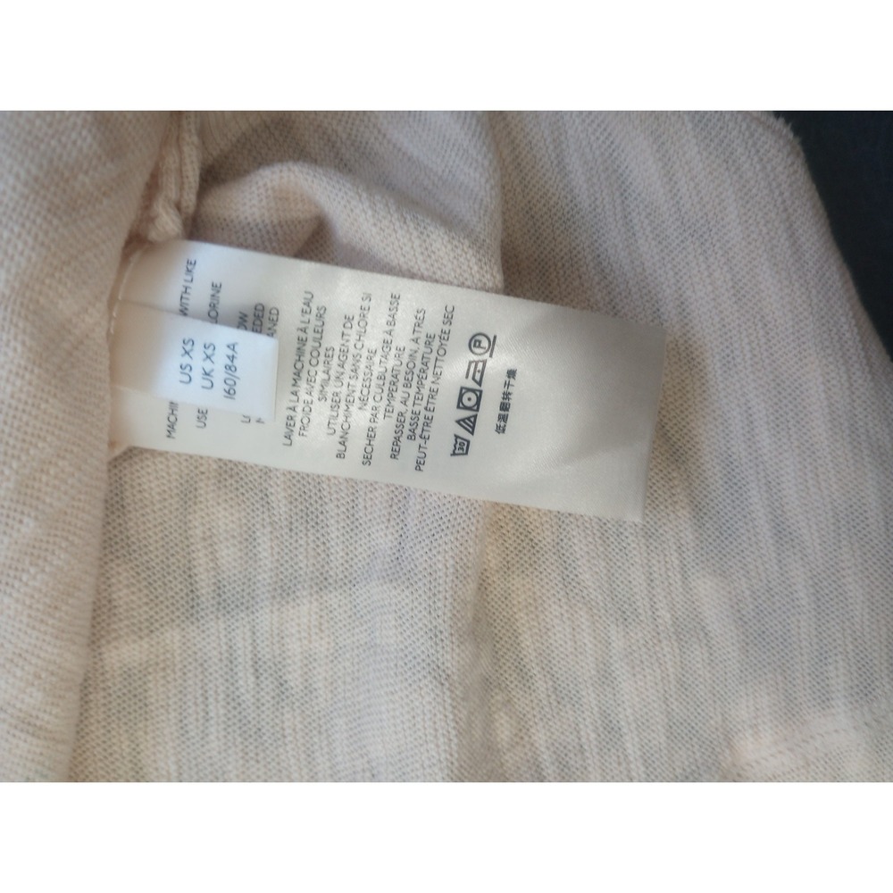 WE THE FREE Top XS FREE PEOPLE Phoebe Henley Burnout Raw Hems Cream Thumbholes - Picture 7 of 12